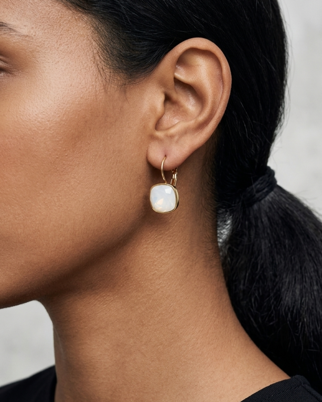 Opal Cushion Crystal Drop Earrings