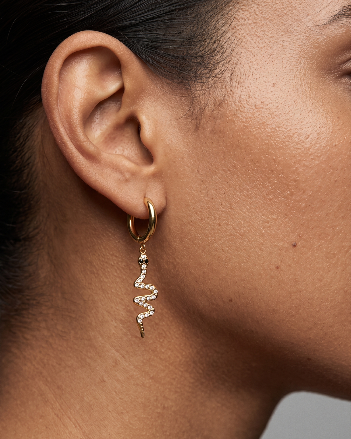 Crystal Pave Snake Huggie Earrings