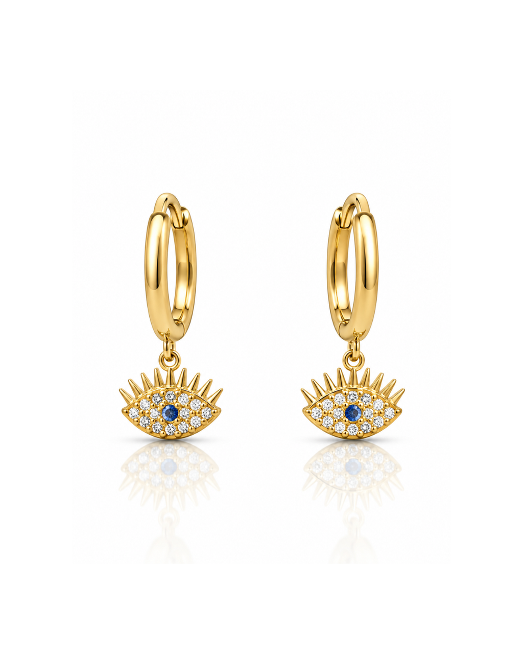 Evil Eye CZ Charm Hoop Earrings