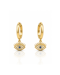 Evil Eye CZ Charm Hoop Earrings