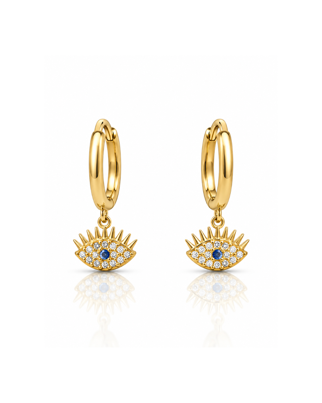 Evil Eye CZ Charm Hoop Earrings