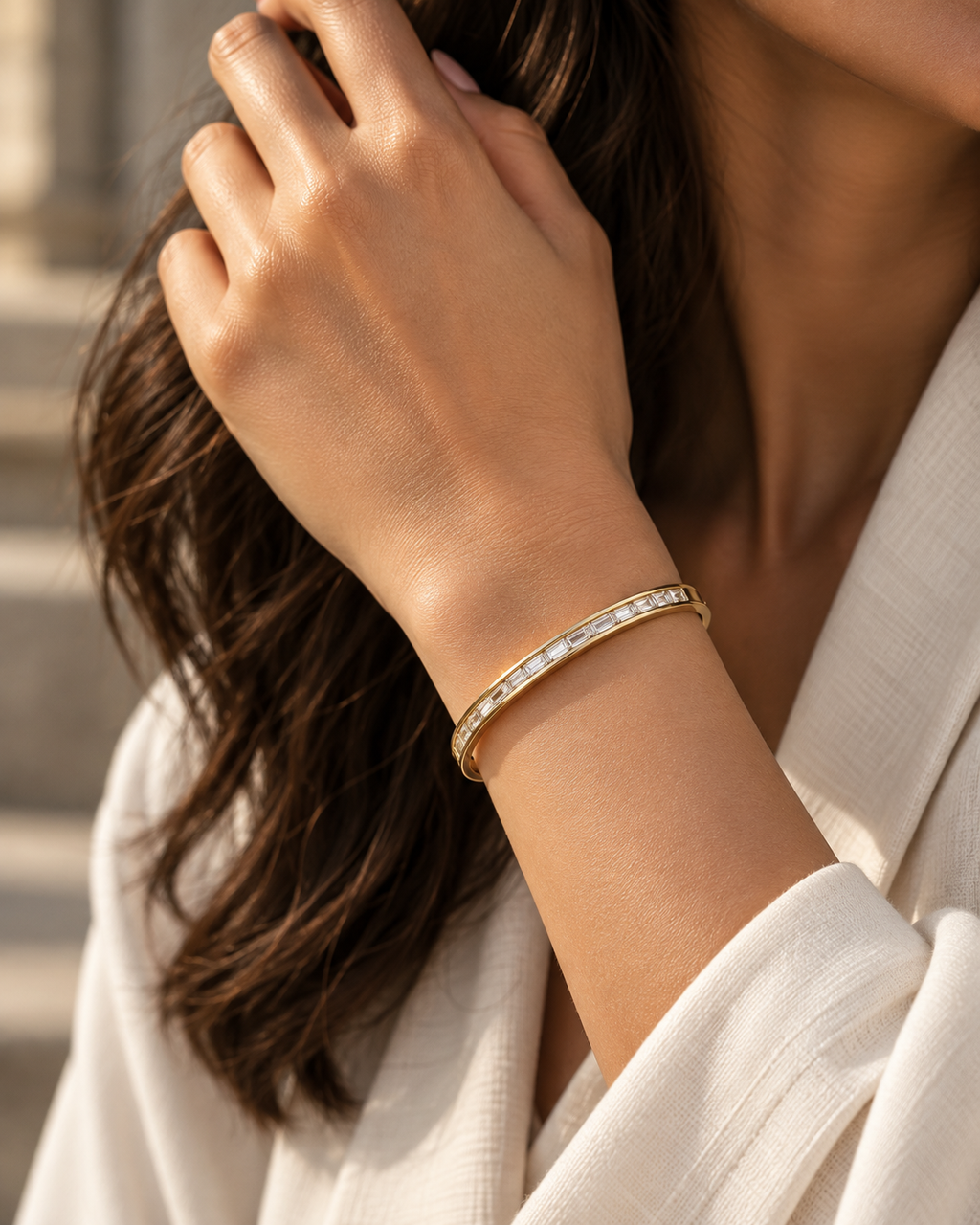 Baguette Channel Cuff Bracelet