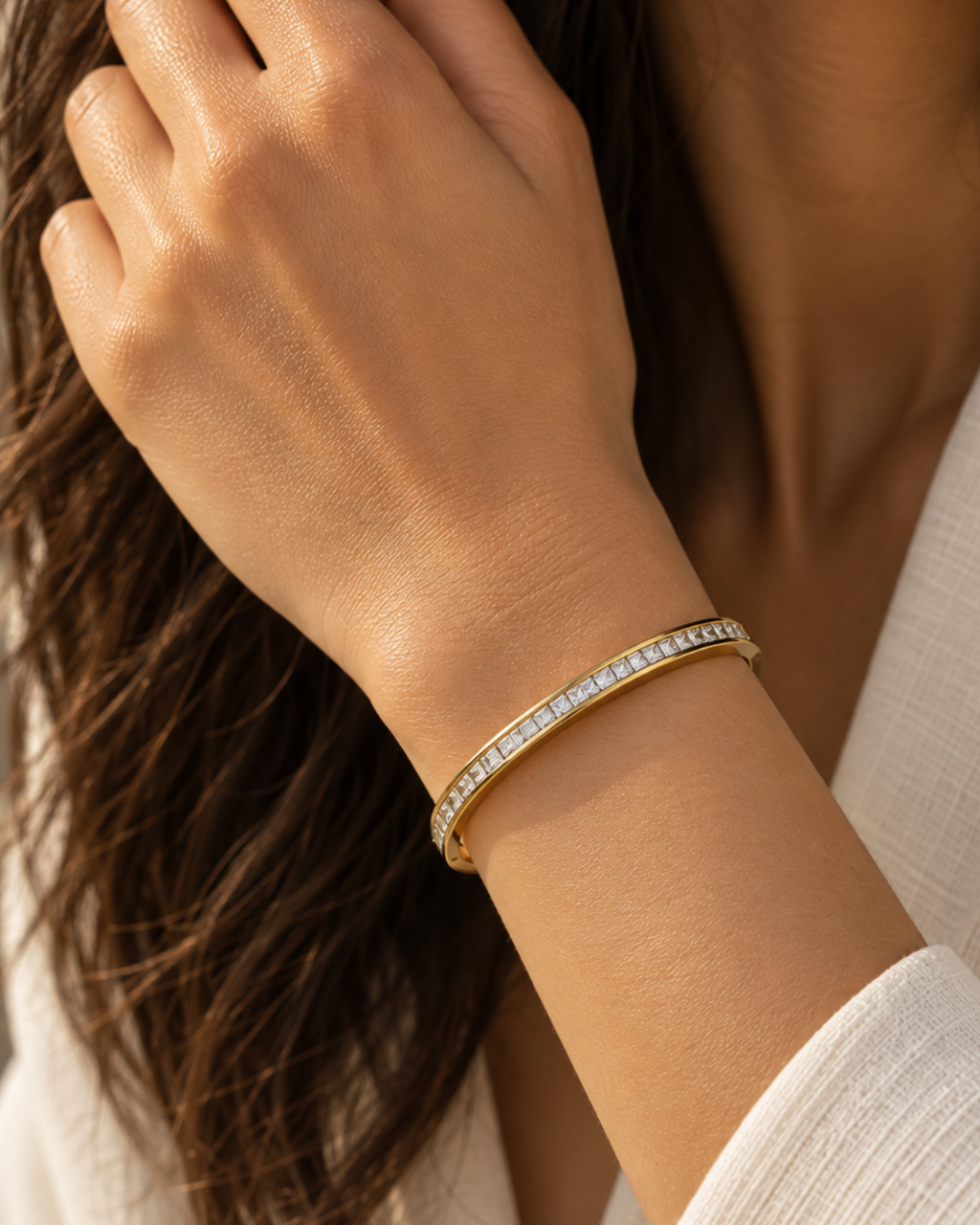 Pavé Half-Row Locking Cuff Bracelet