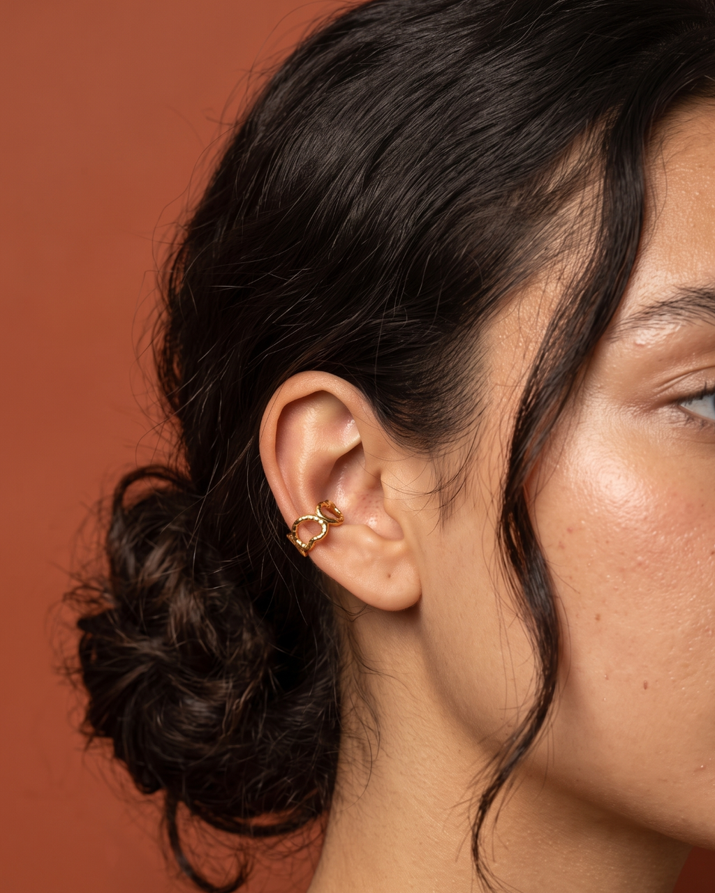 Linked Open Heart Ear Cuff