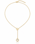 Hexagon Pearl Lariat Necklace