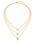 Triple Bezel Solitaire Layered Necklace