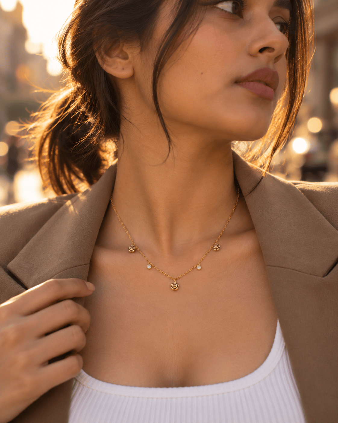 Rose Bloom Station Necklace