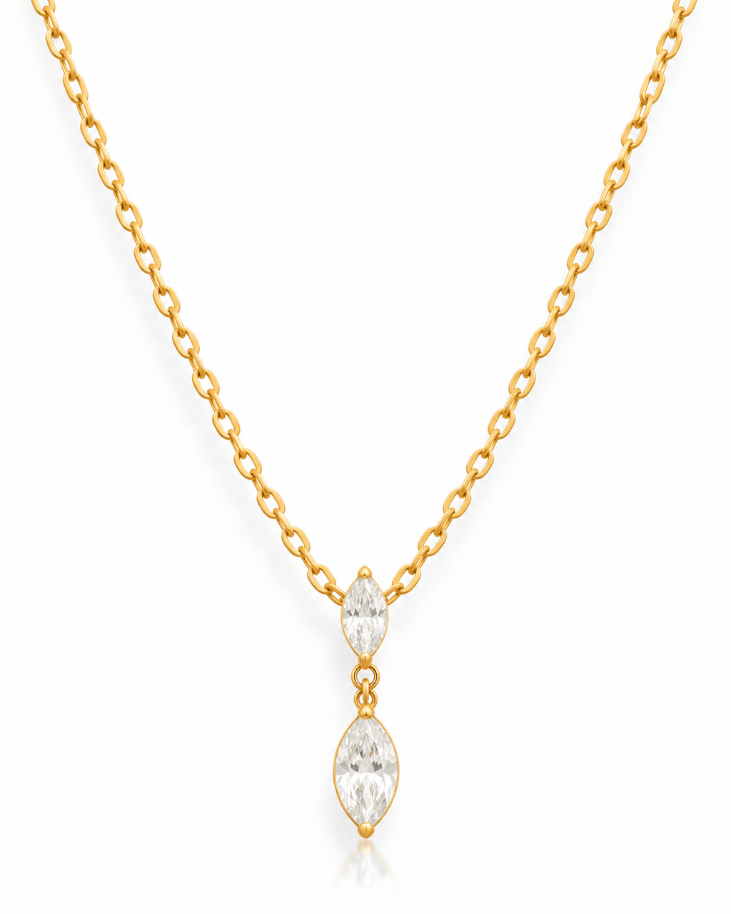 Double Marquise CZ Drop Necklace