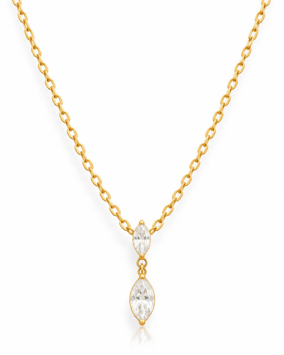 Double Marquise CZ Drop Necklace