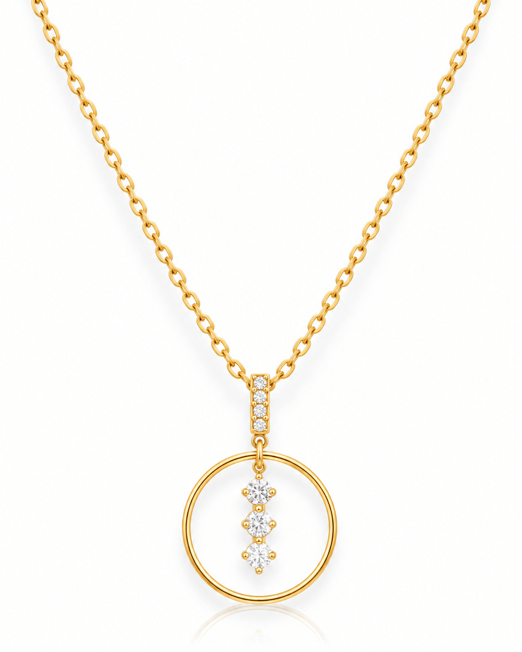 CZ Trio Circle Drop Pendant Necklace