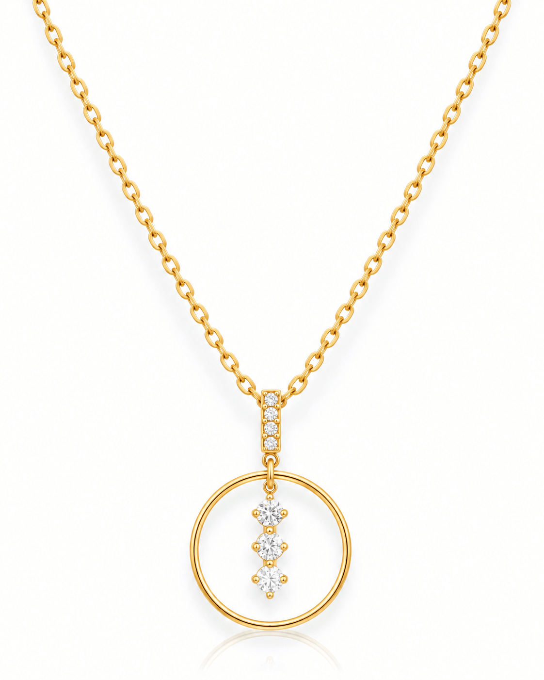 CZ Trio Circle Drop Pendant Necklace