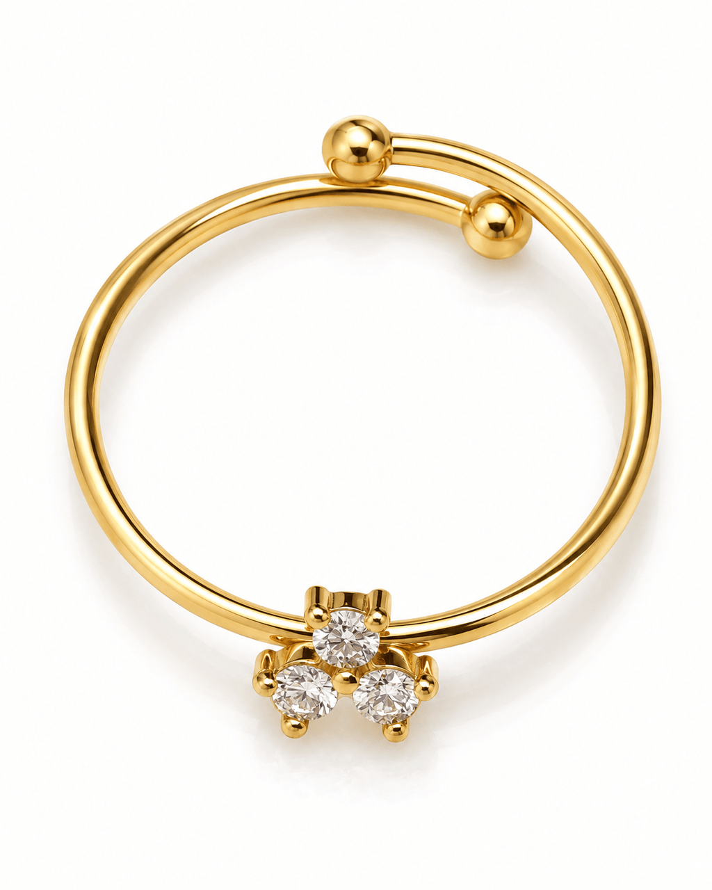 Trio CZ Cluster Open Ball-End Ring