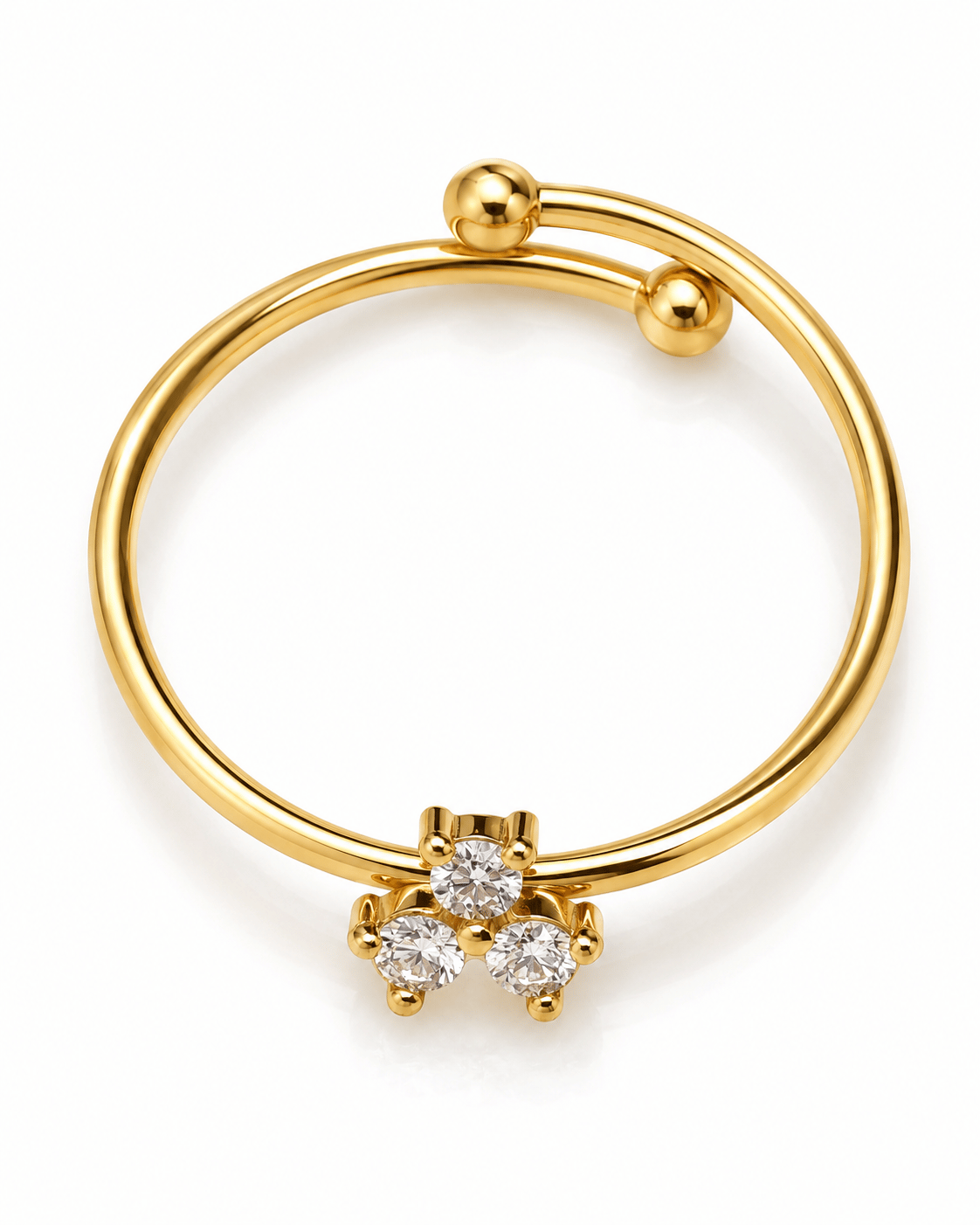 Trio CZ Cluster Open Ball-End Ring