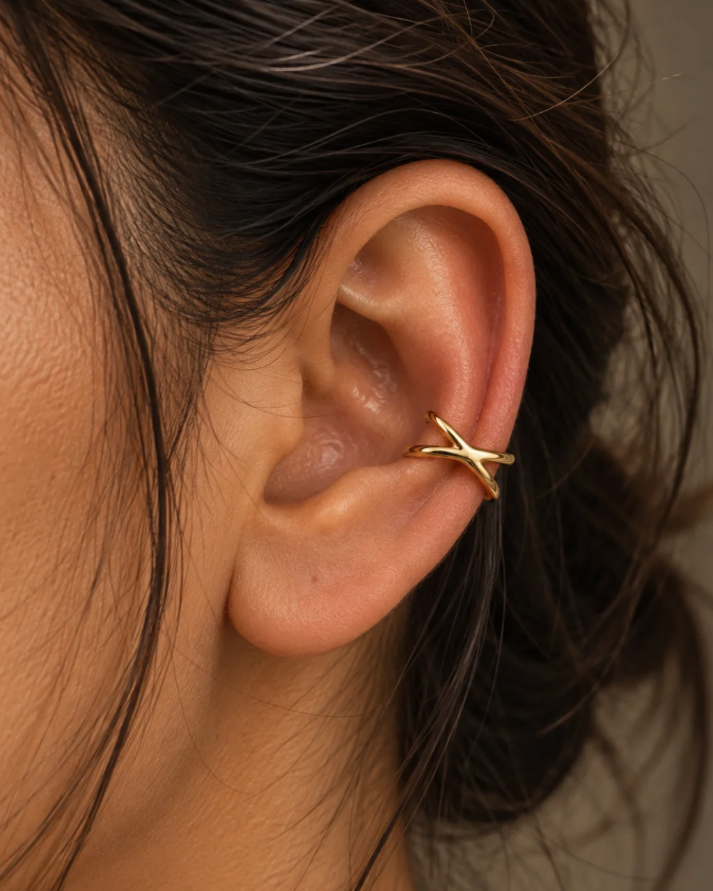Crossed Wire Sculptural Ear Cuff