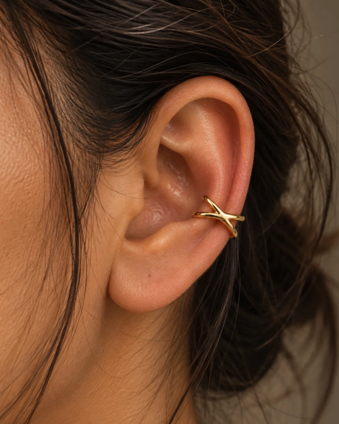 Crossed Wire Sculptural Ear Cuff