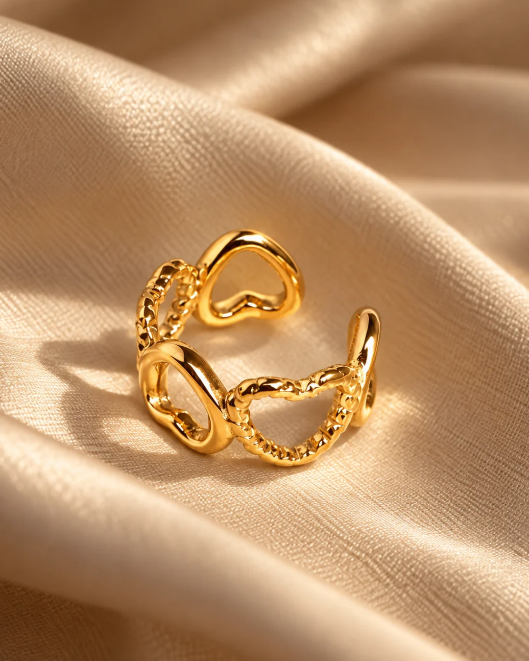 Linked Open Heart Ear Cuff