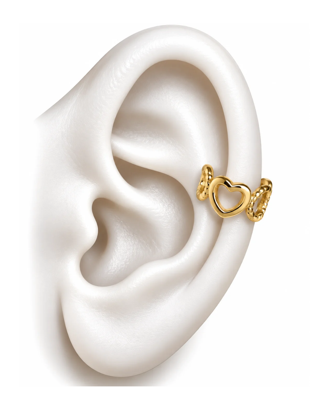 Linked Open Heart Ear Cuff