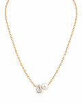 Oval CZ & Pearl Duo Pendant Necklace