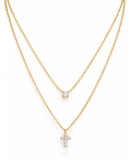 Crystal Cross Double Layer Necklace