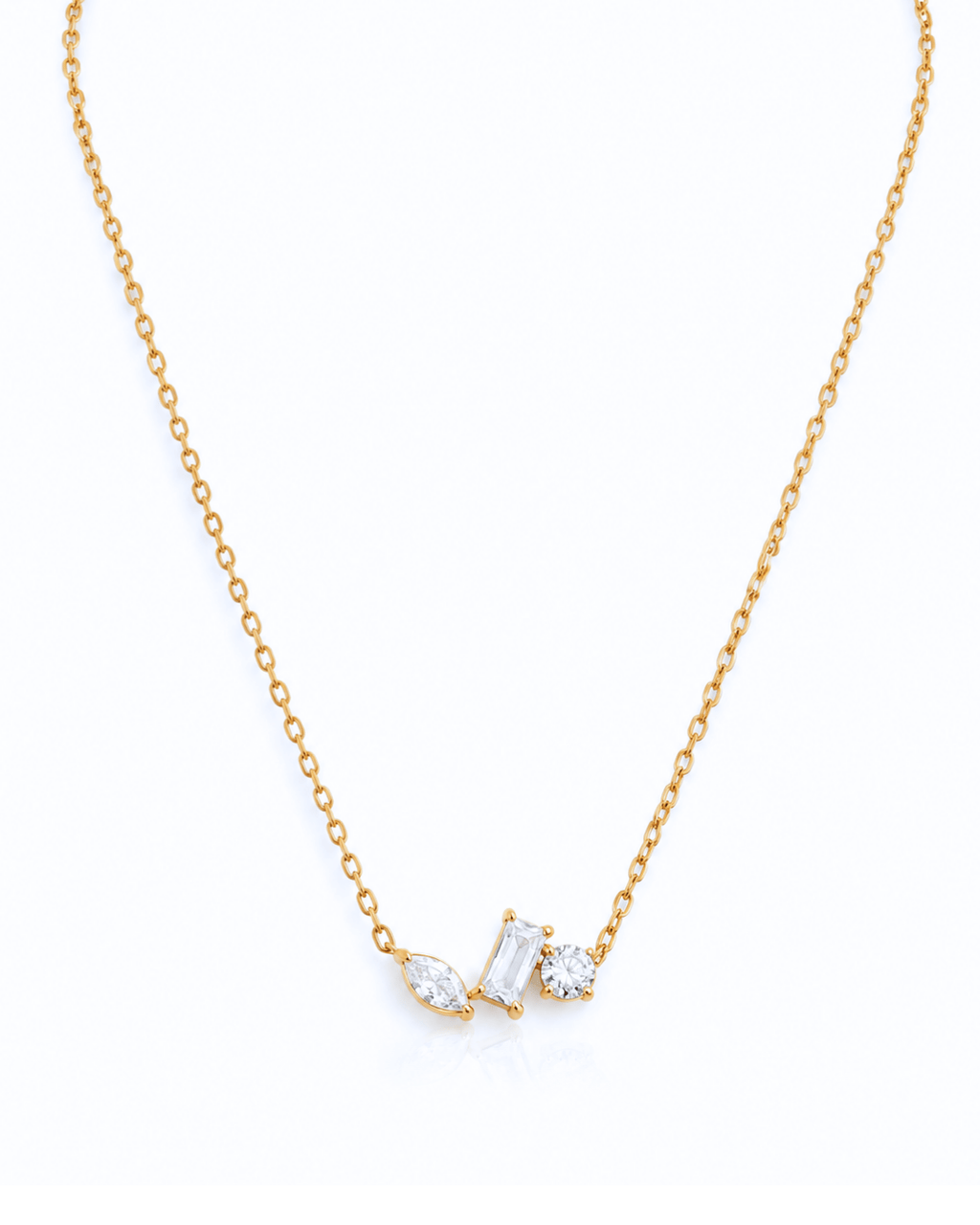 Trio Mixed-Cut CZ Pendant Necklace