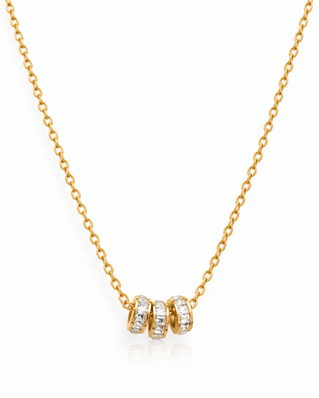 Triple Pavé Rondelle Pendant Necklace