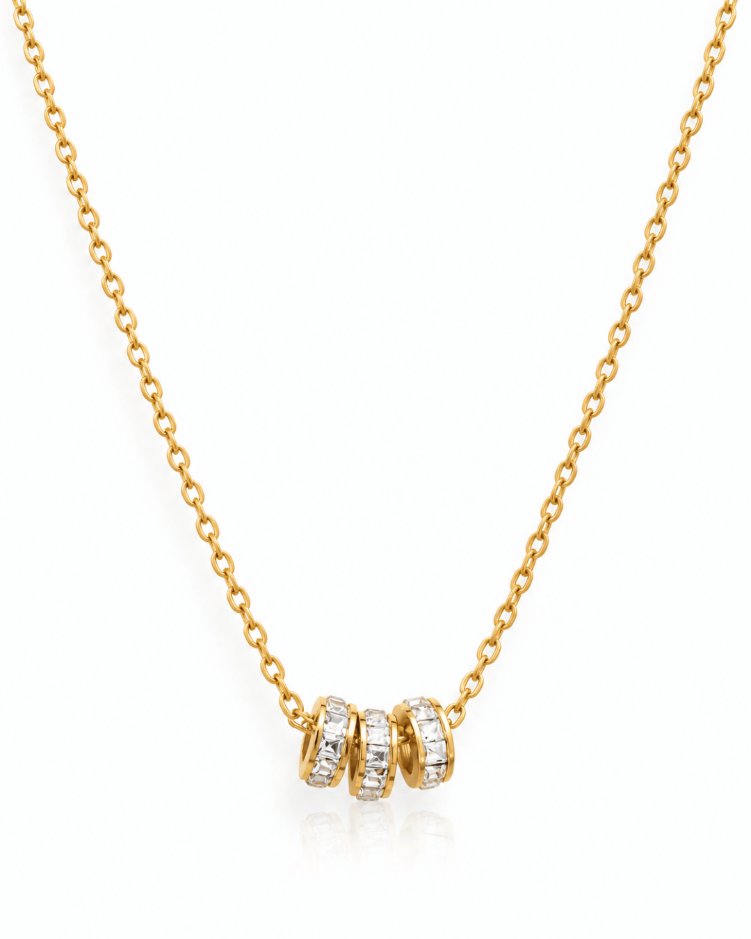Triple Pavé Rondelle Pendant Necklace