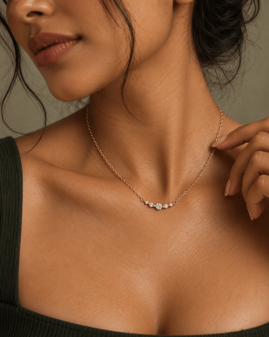 Five-Stone CZ Curve Necklace