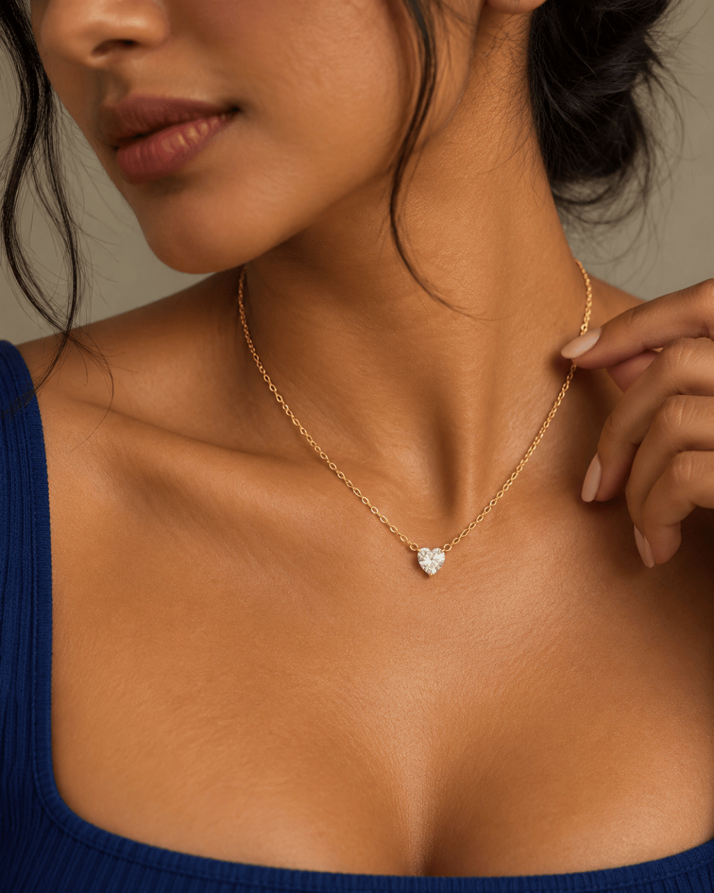 Floating CZ Heart Solitaire Necklace