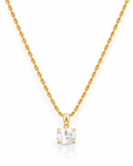 Cushion CZ Solitaire Rope Chain Necklace