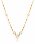 Pear & Round CZ Station Bezel Necklace
