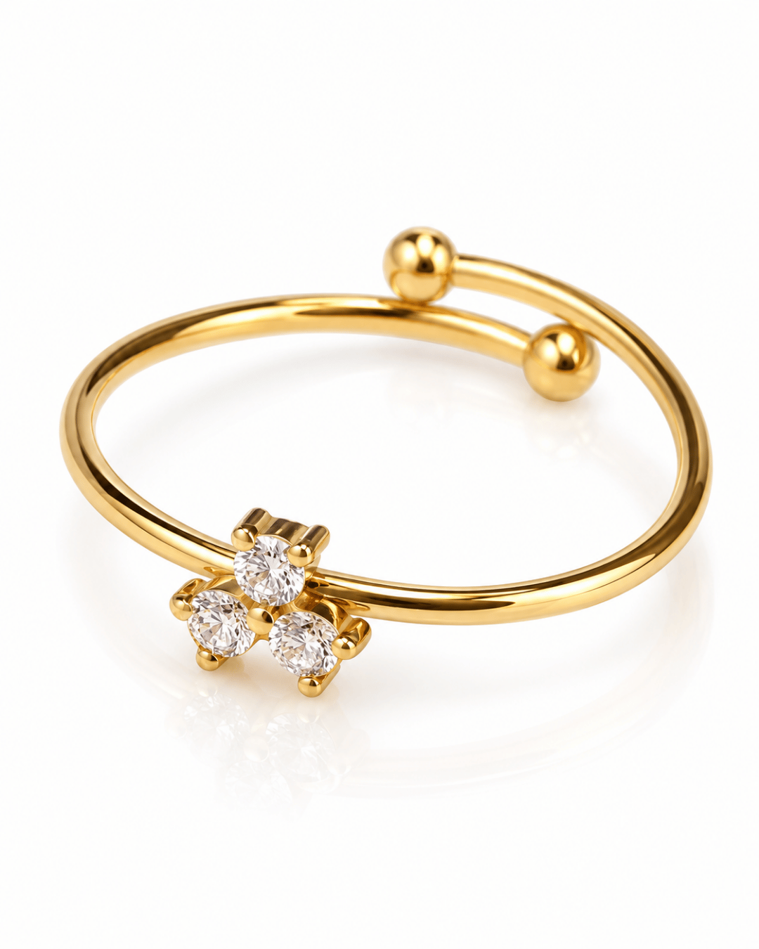 Trio CZ Cluster Open Ball-End Ring