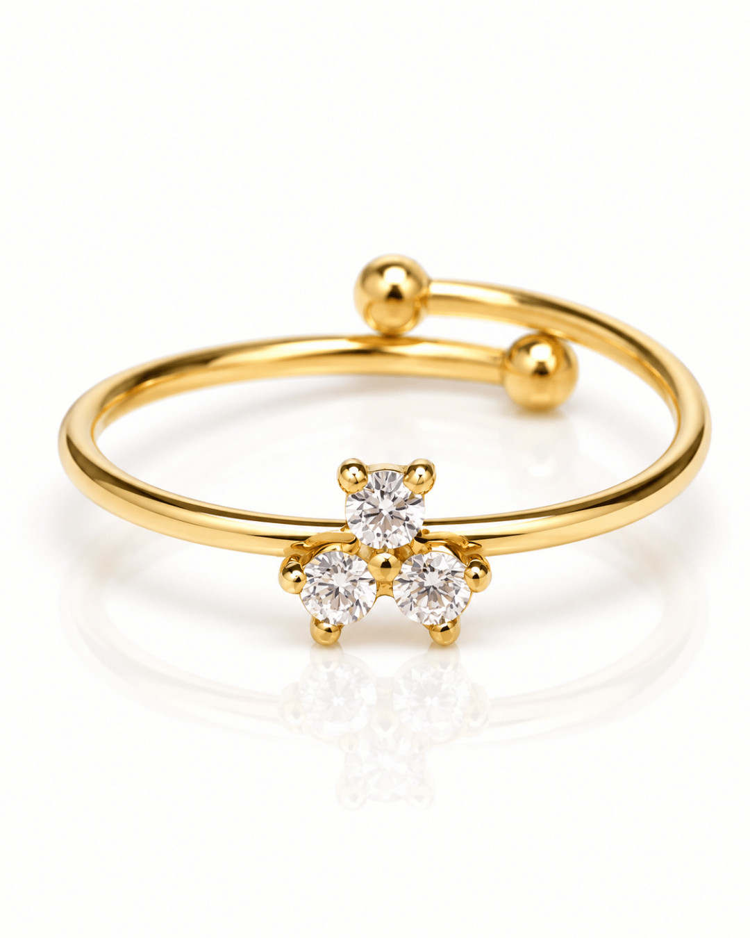 Trio CZ Cluster Open Ball-End Ring