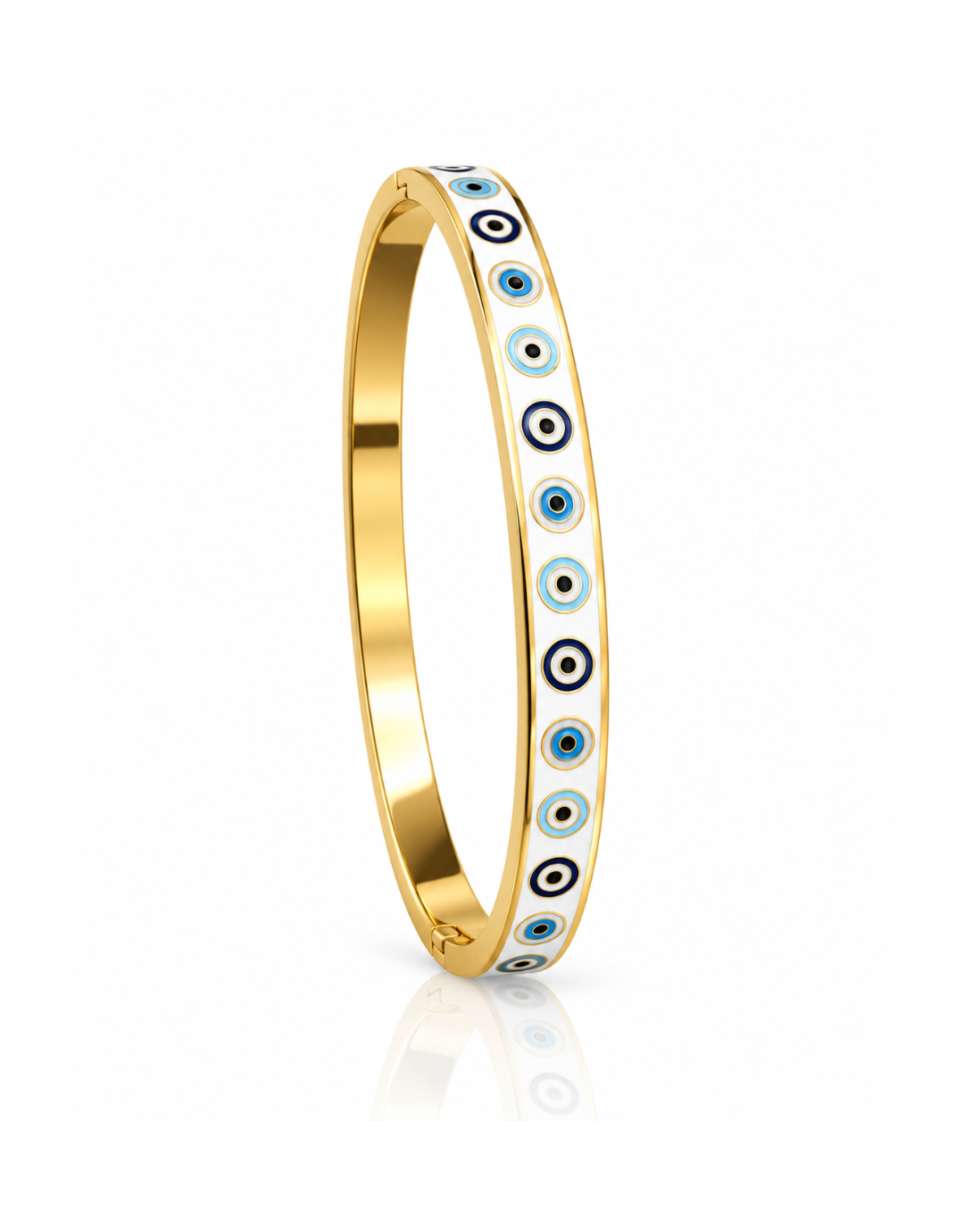 Evil Eye Enamel Row Locking Cuff Bracelet
