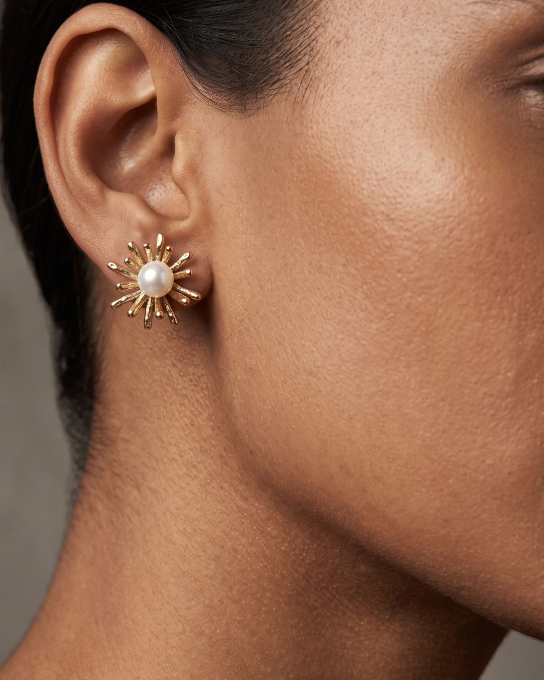 Pearl Sunburst Stud Earrings