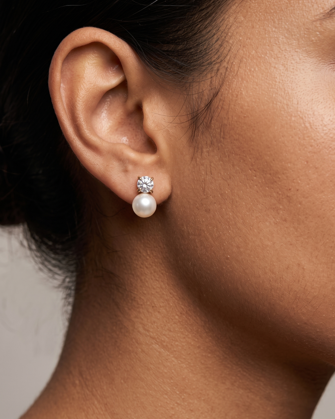 Serene Pearl Drop Stud Earrings
