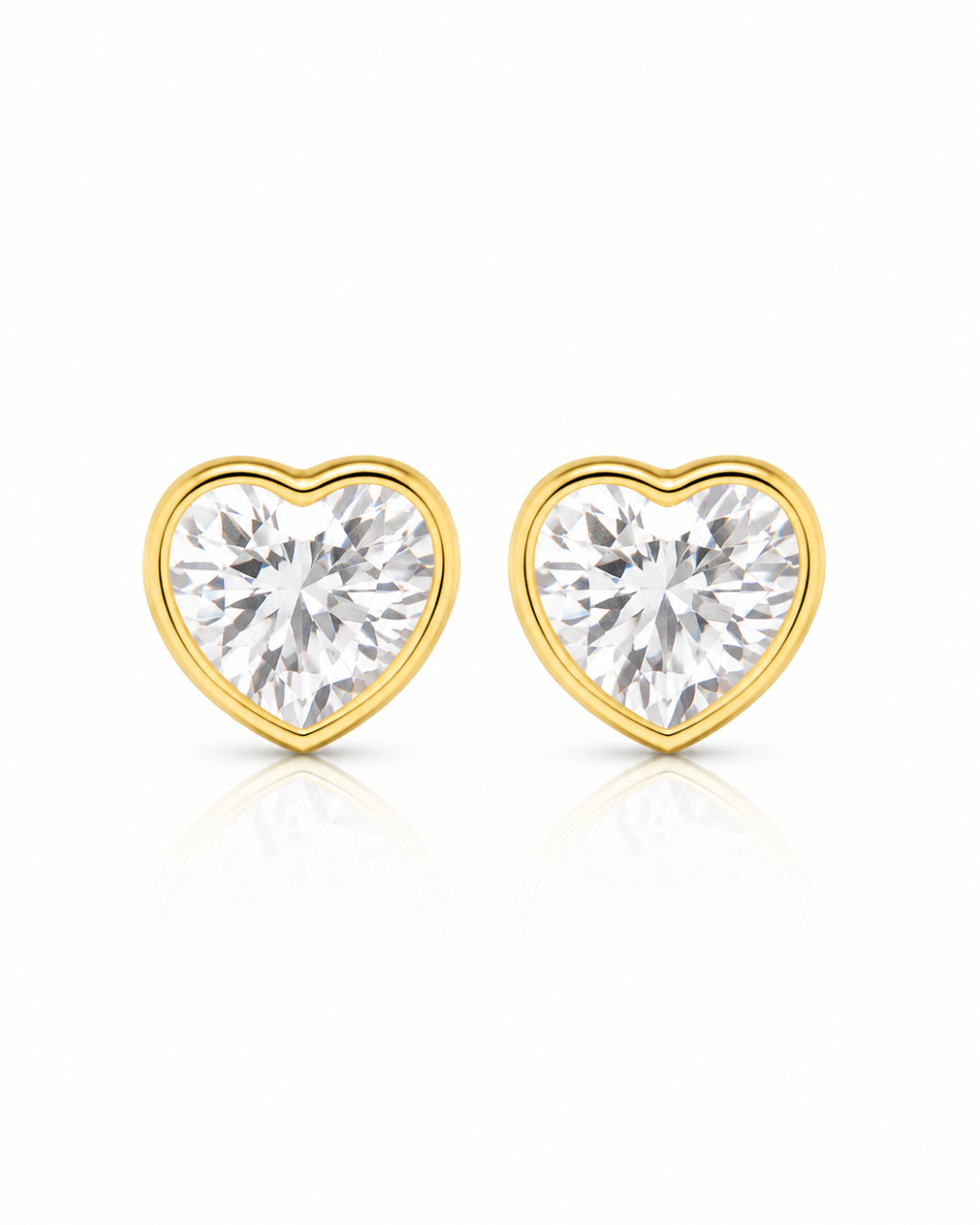 Heart CZ Bezel Stud Earrings
