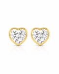 Heart CZ Bezel Stud Earrings
