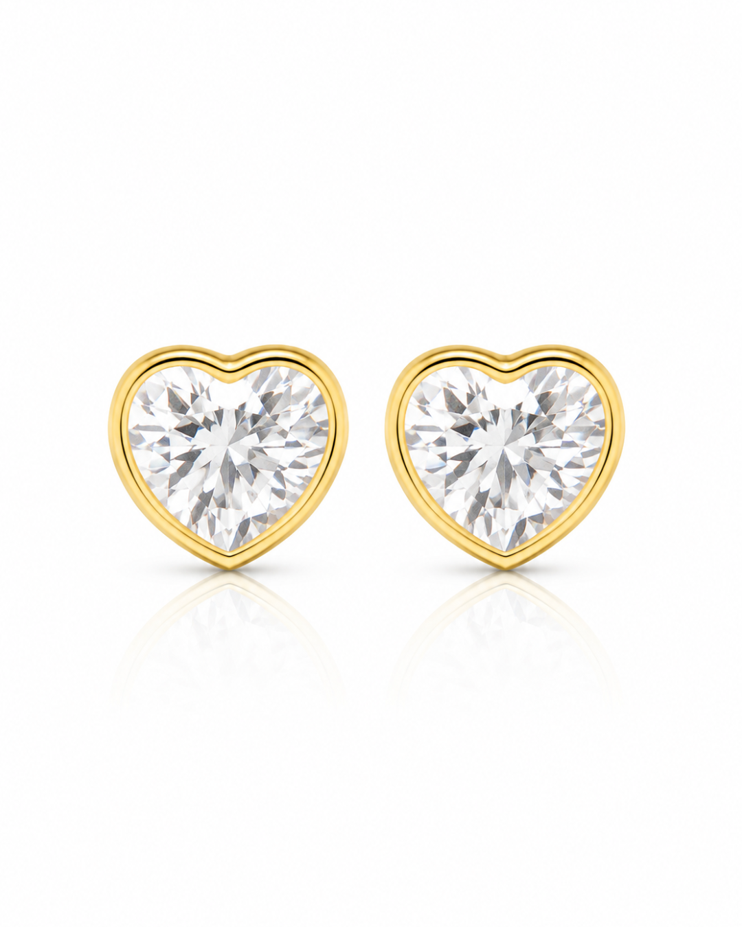 Heart CZ Bezel Stud Earrings