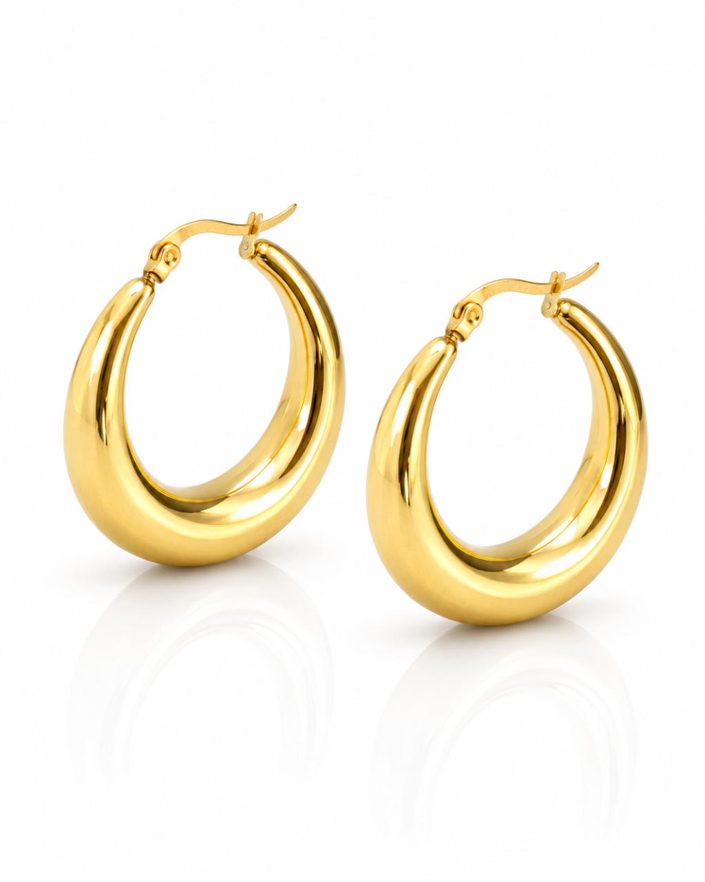 Chunky Gold Dome Hoop Earrings