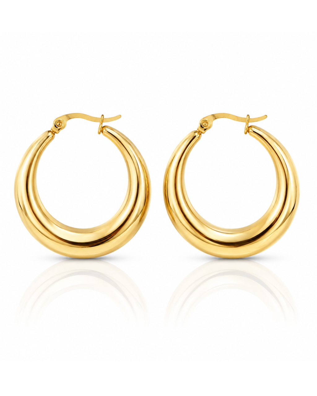 Chunky Gold Dome Hoop Earrings