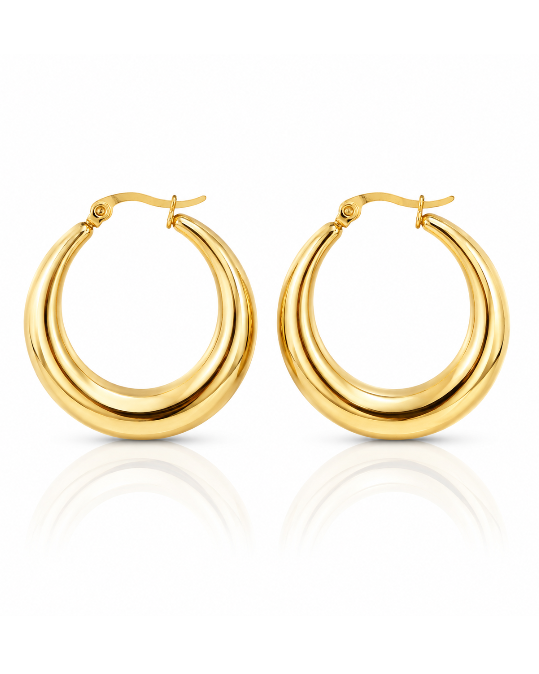 Chunky Gold Dome Hoop Earrings