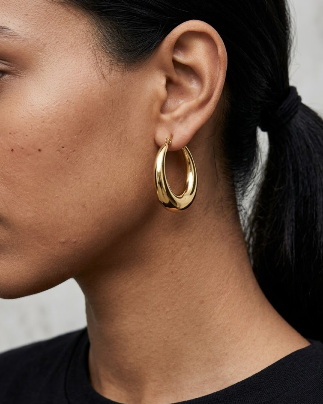 Chunky Gold Dome Hoop Earrings