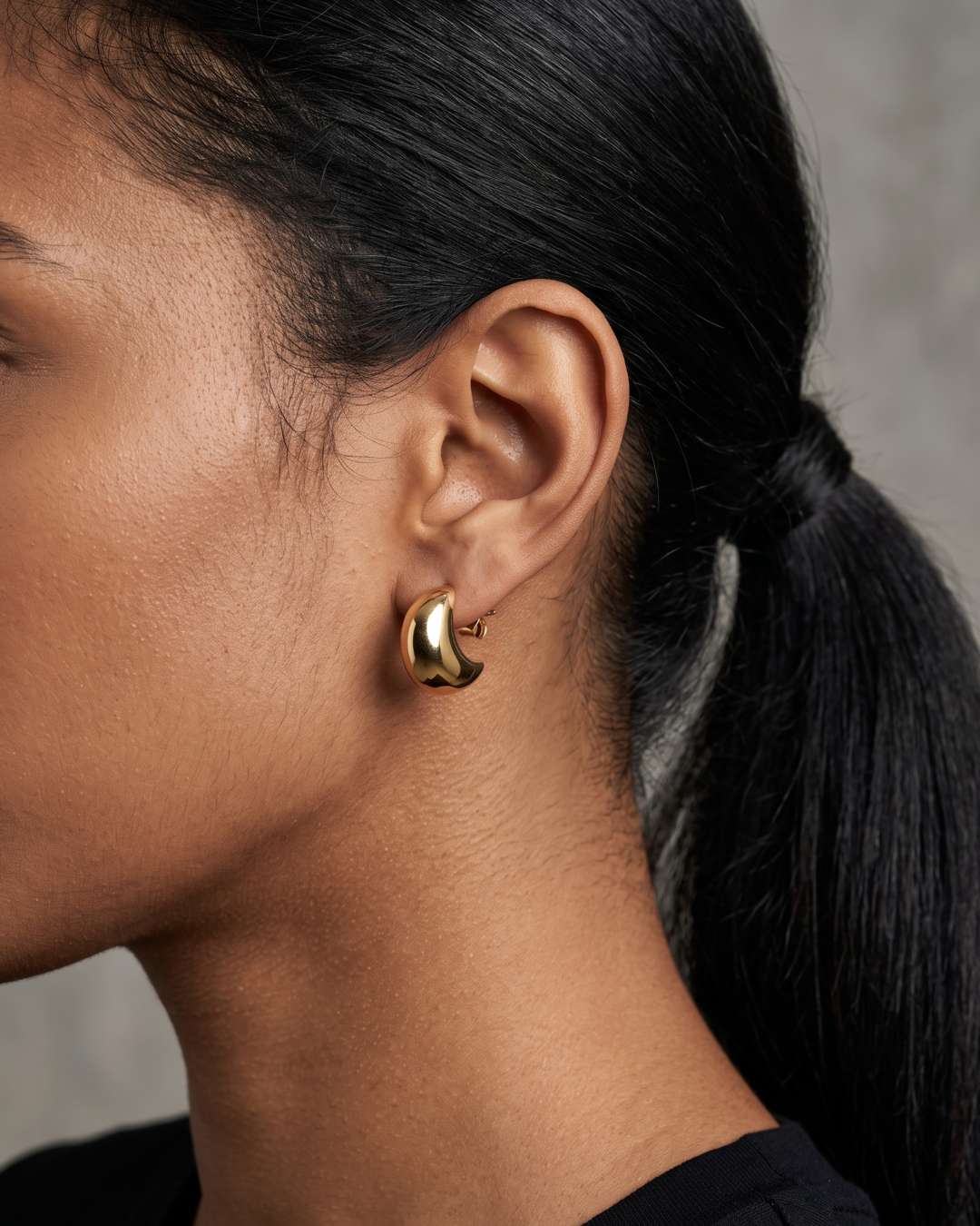 Chunky Crescent Moon Stud Earrings
