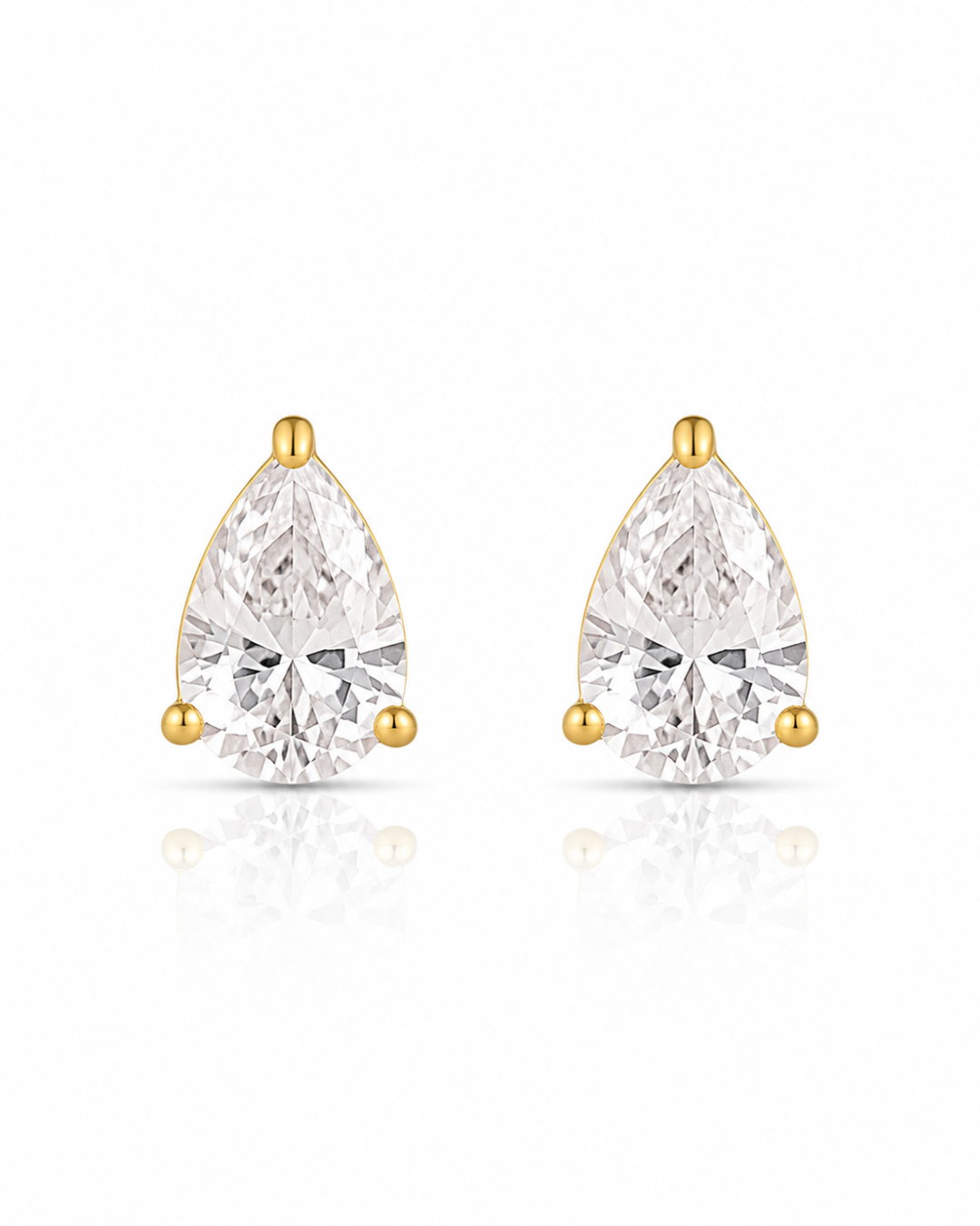 Pear CZ Solitaire Stud Earrings