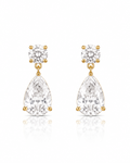 Round and Pear CZ Drop Earrings