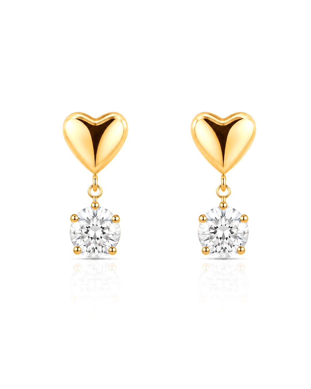 Puffy Heart CZ Drop Earrings