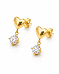 Puffy Heart CZ Drop Earrings