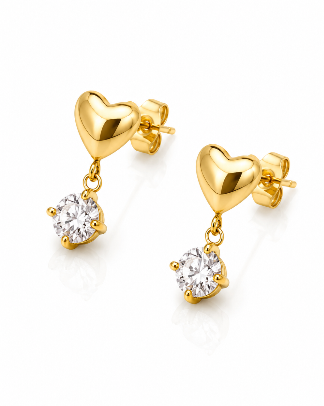 Puffy Heart CZ Drop Earrings