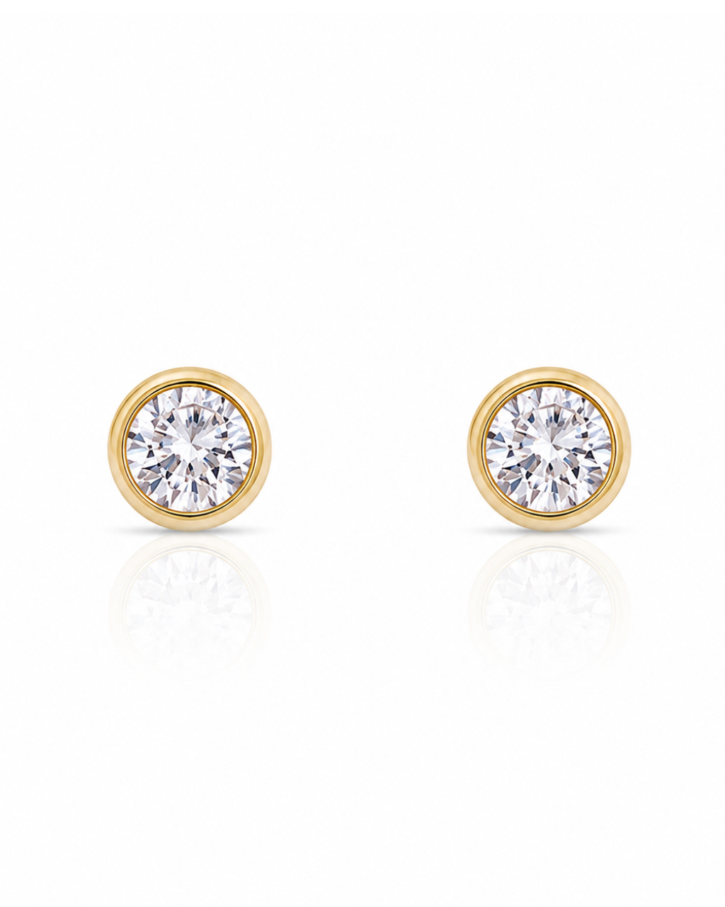 Bezel CZ Stud Earrings