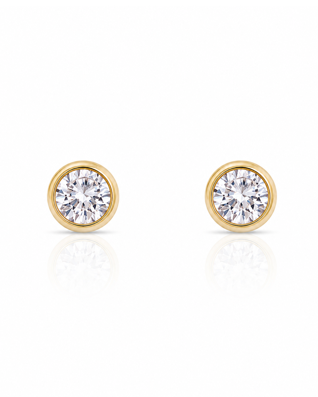 Bezel CZ Stud Earrings
